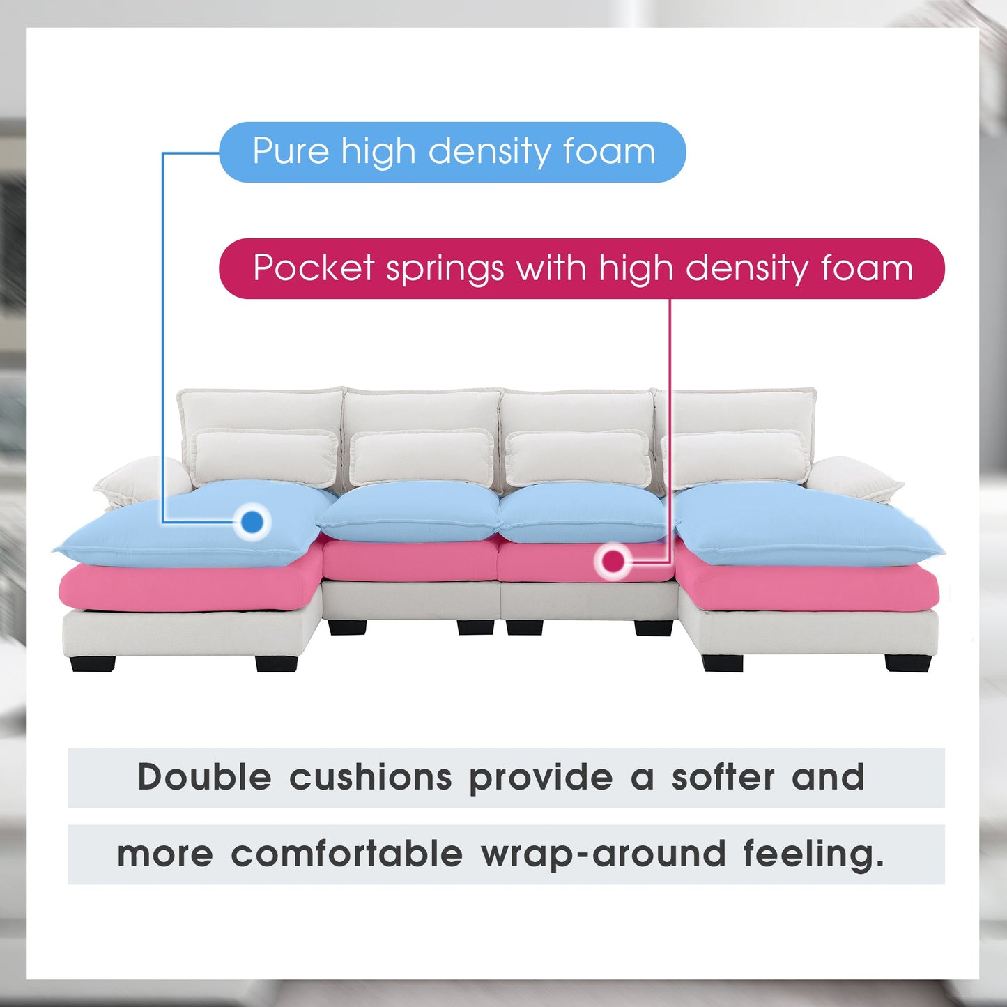 Eryndale Modern Waist Pillow Sofa
