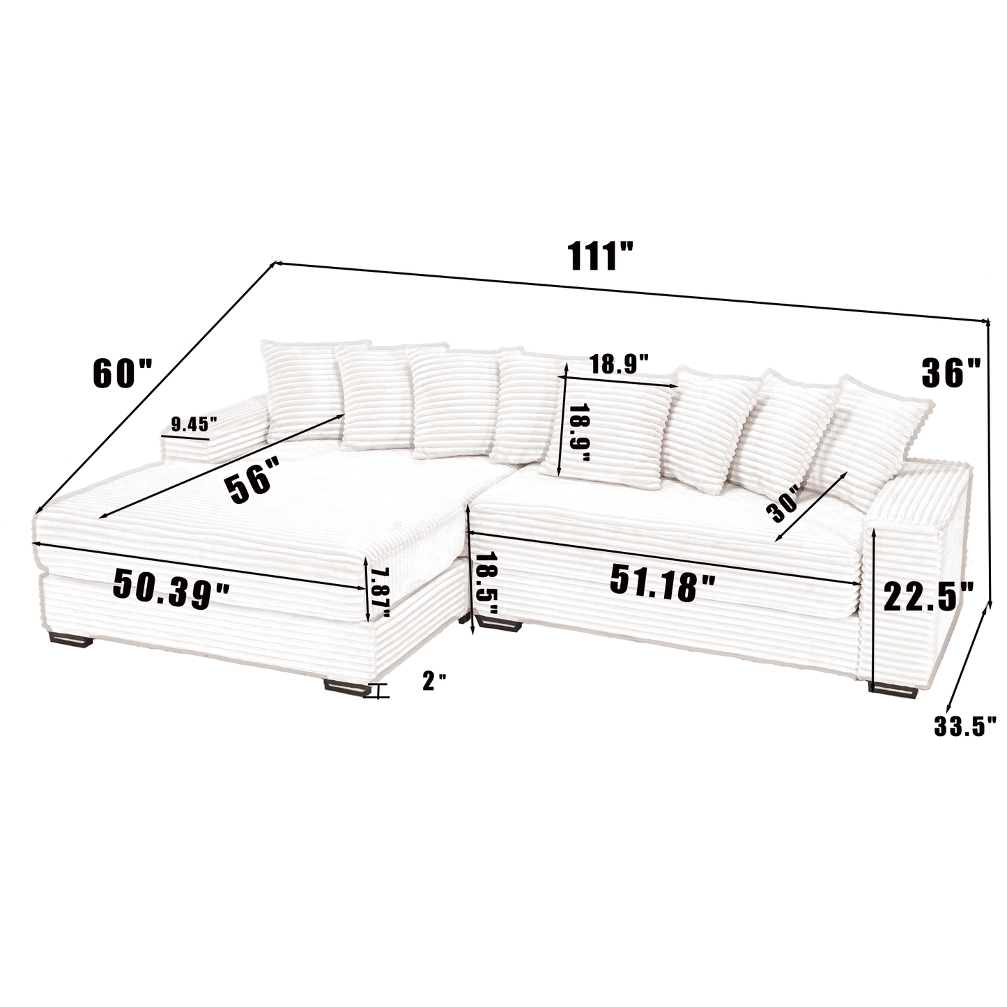Callisto Comfort Left Chaise Lounge