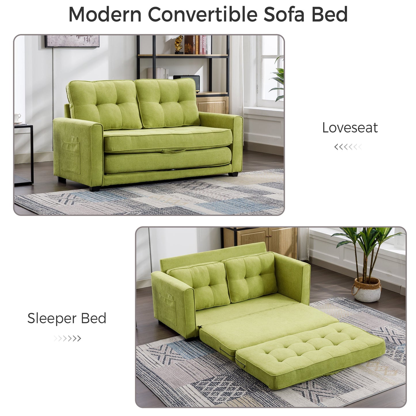 LuminaPull Green Loveseat Sofa