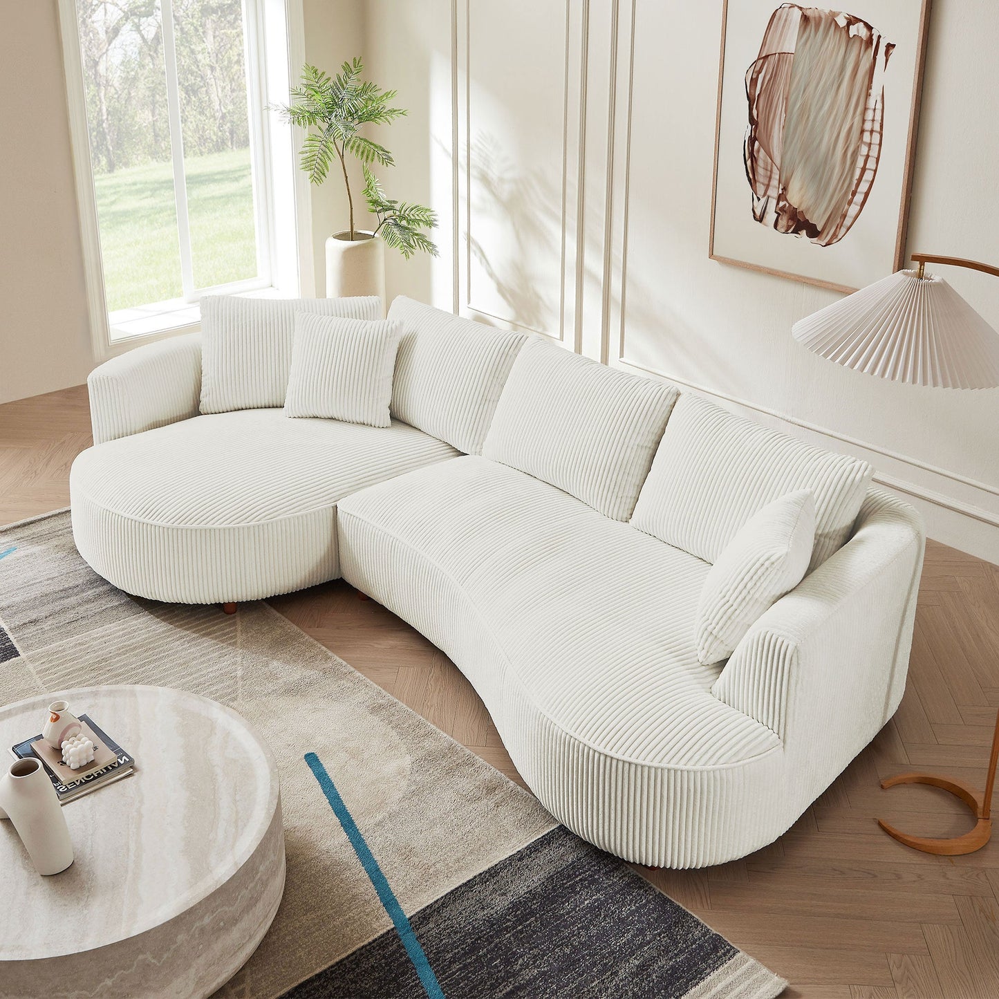 Fynsera Lounge Left-Facing Corduroy Sofa