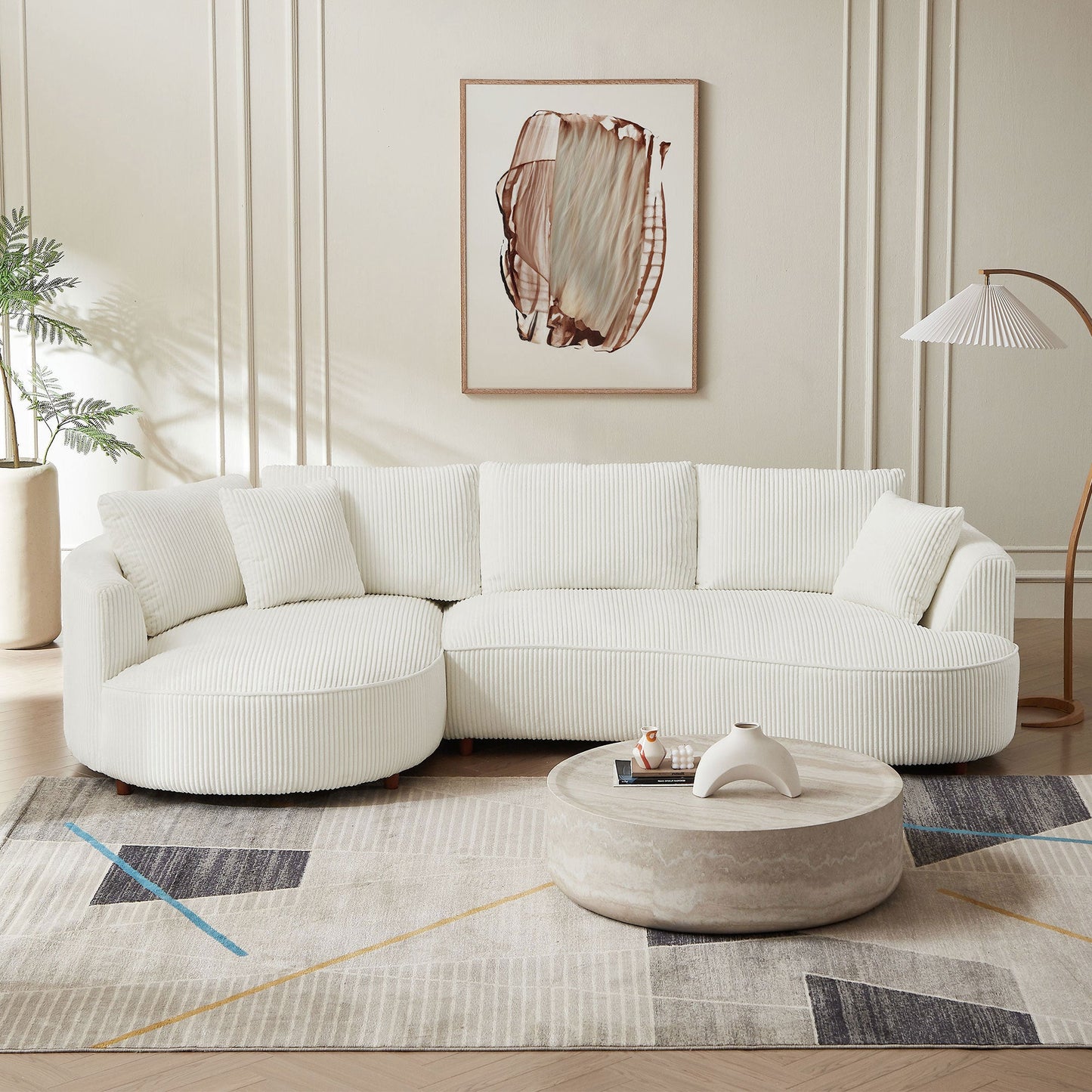 Fynsera Lounge Left-Facing Corduroy Sofa