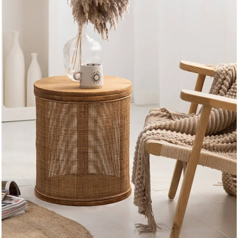 Japanese Round Rattan Coffee Table