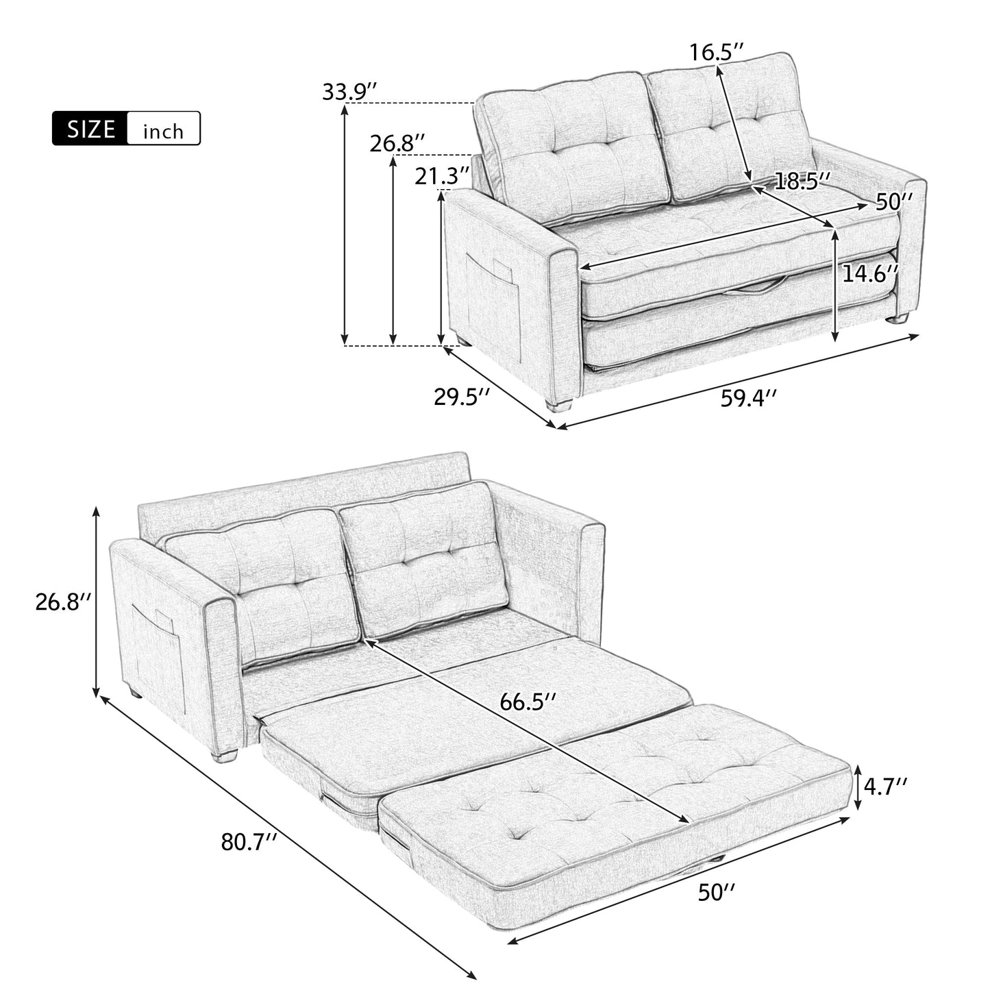 LuminaPull Green Loveseat Sofa