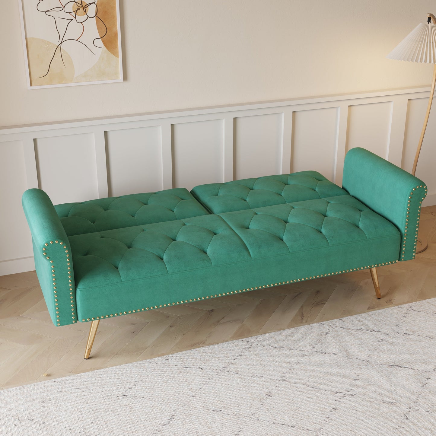 ZenithEdge Velvet Nail-Head Lounger