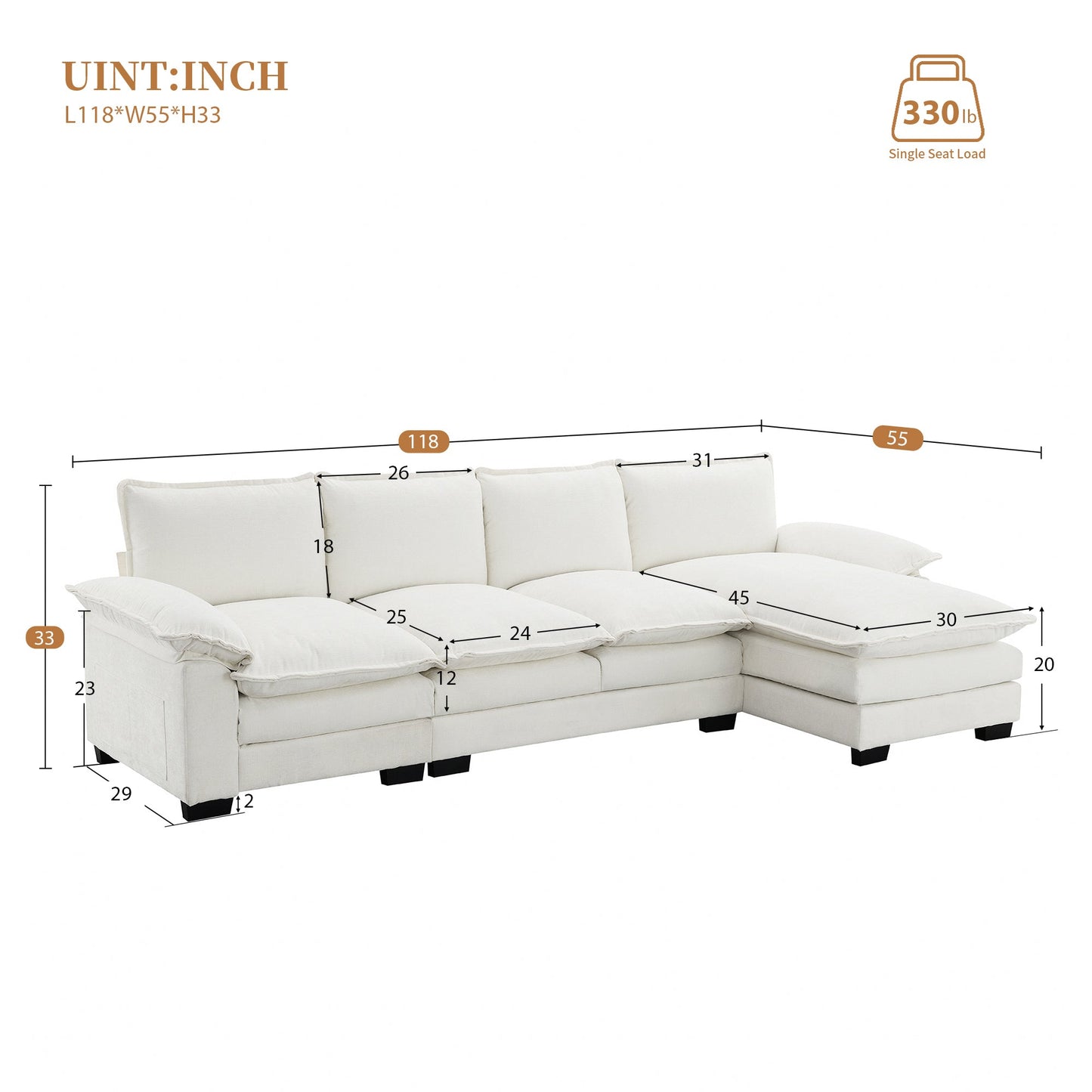 Tavaris Comfy Modern L-Shaped Sofa