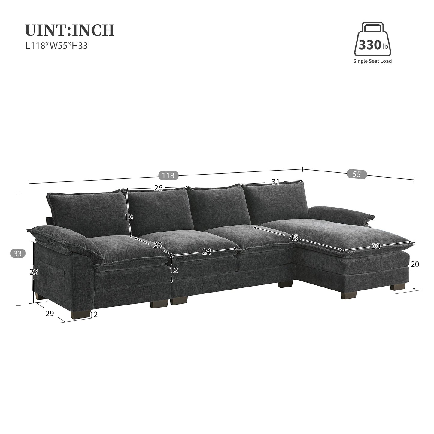 Serenique Chenille Cloud Couch