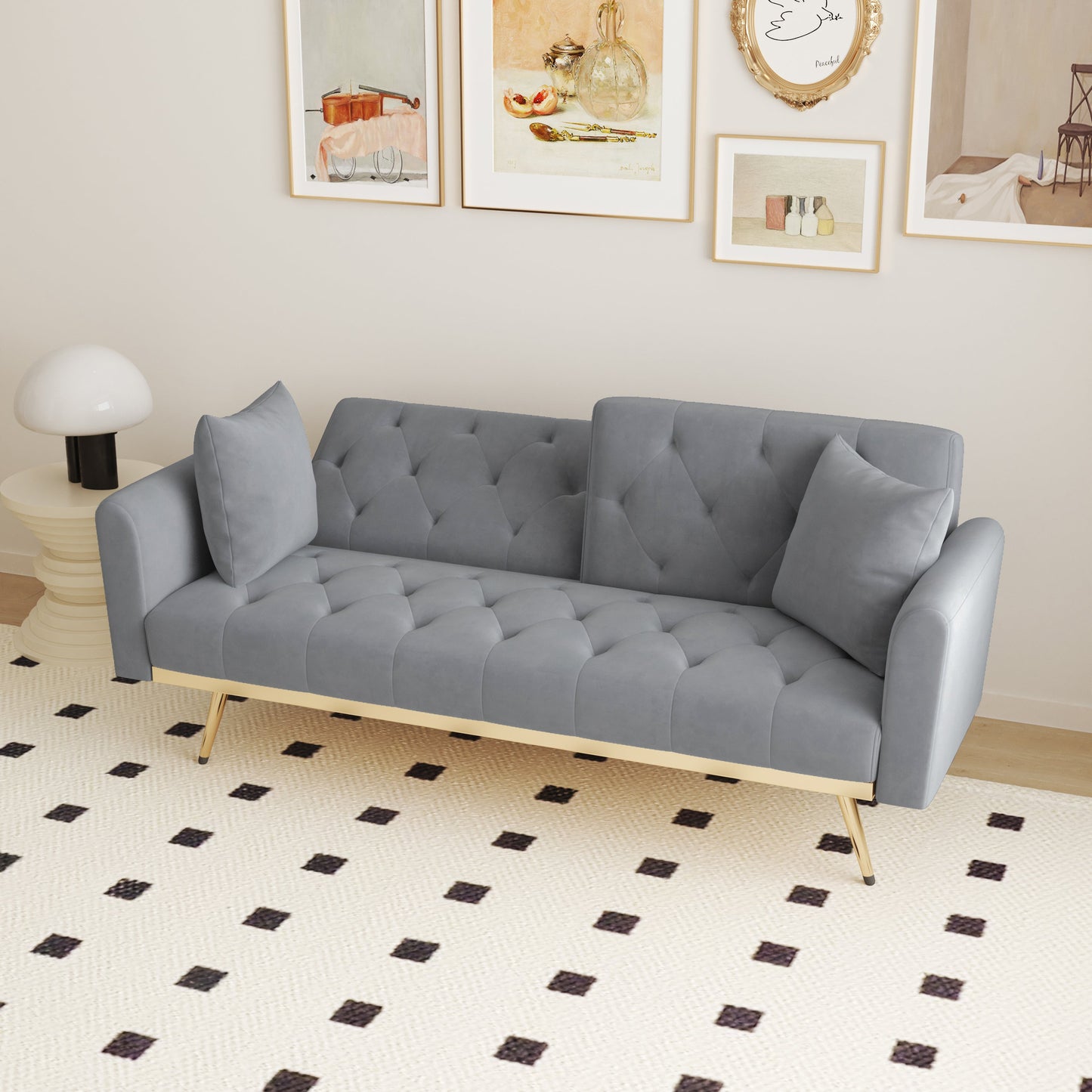 Nestoria Gray Velvet Lounge