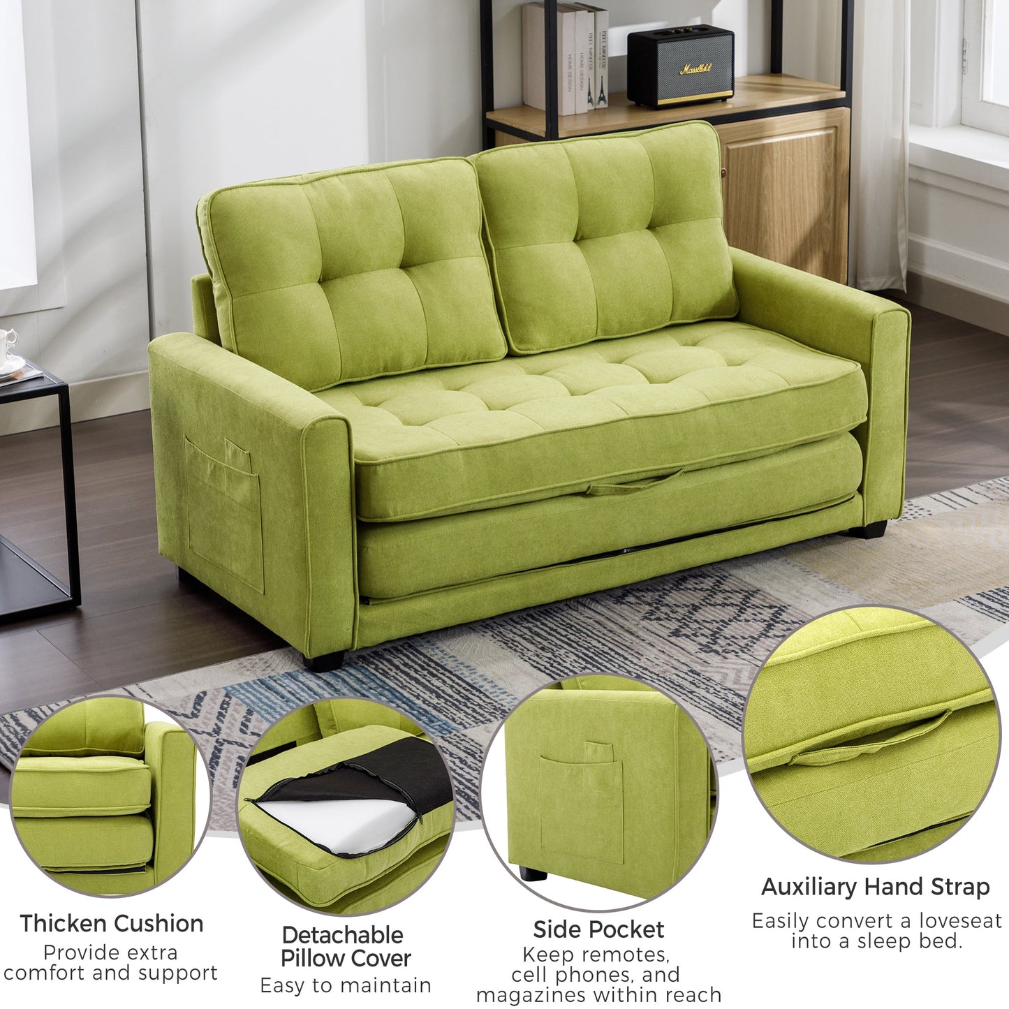 LuminaPull Green Loveseat Sofa