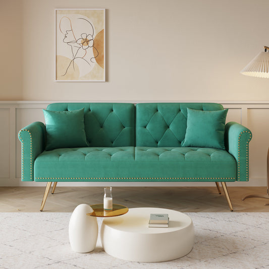 ZenithEdge Velvet Nail-Head Lounger