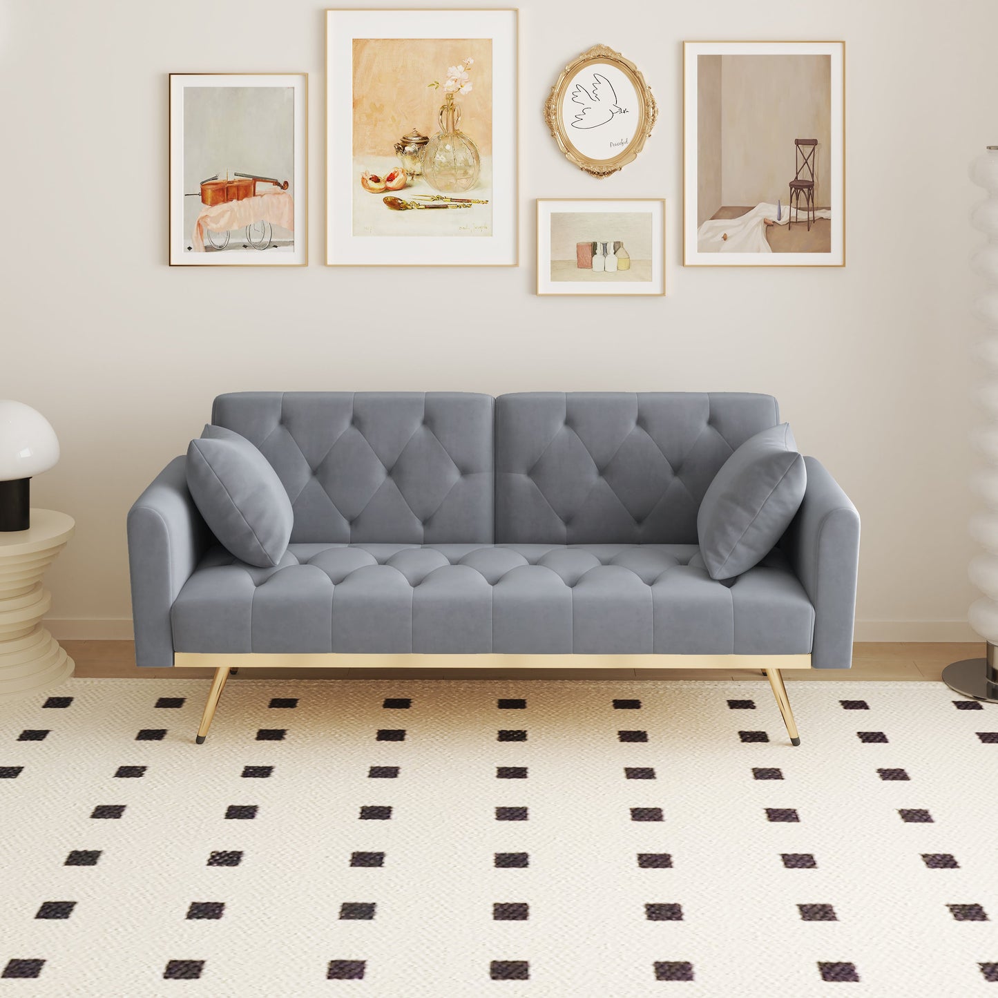 Nestoria Gray Velvet Lounge