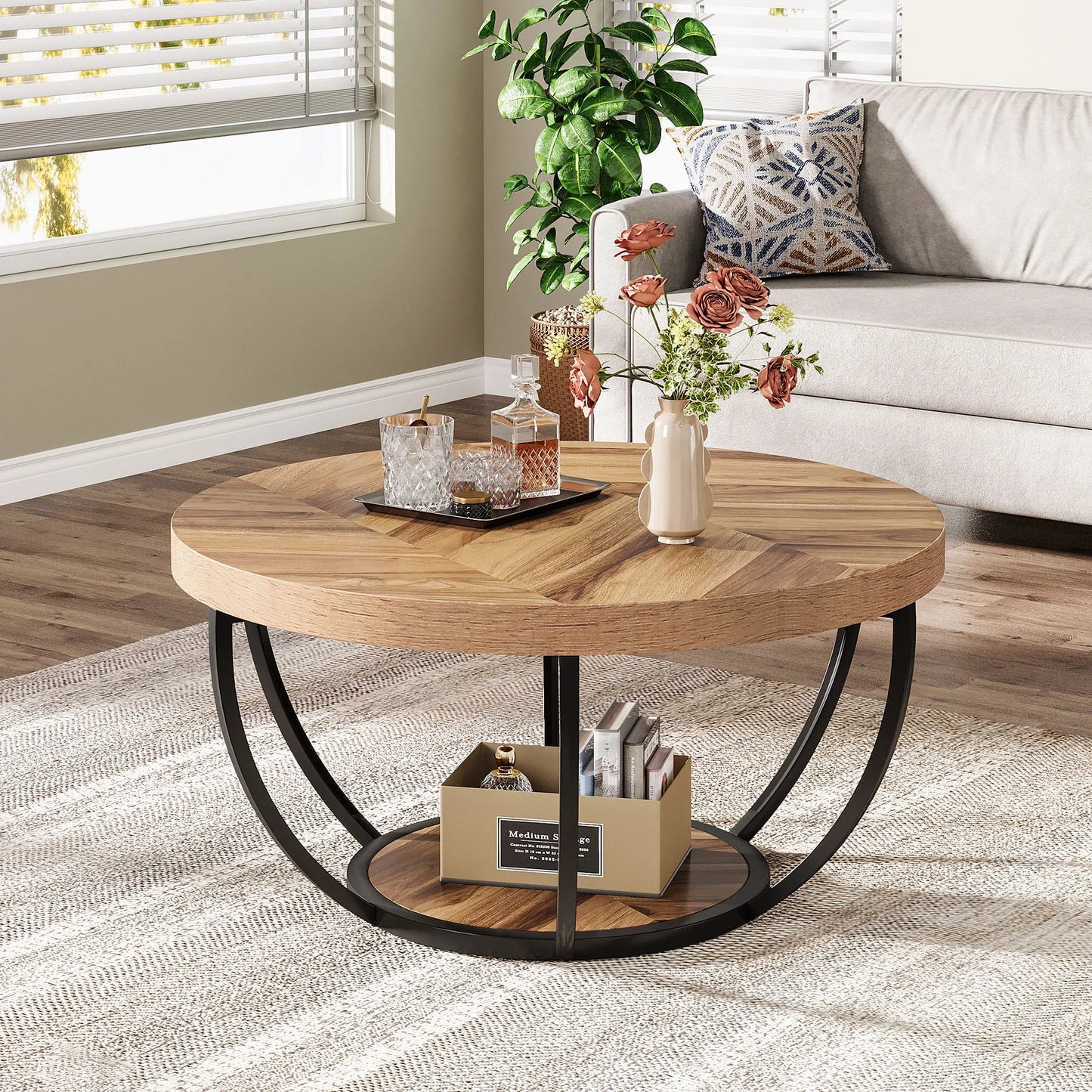 Forma 2-Tier Industrial Round Coffee Table