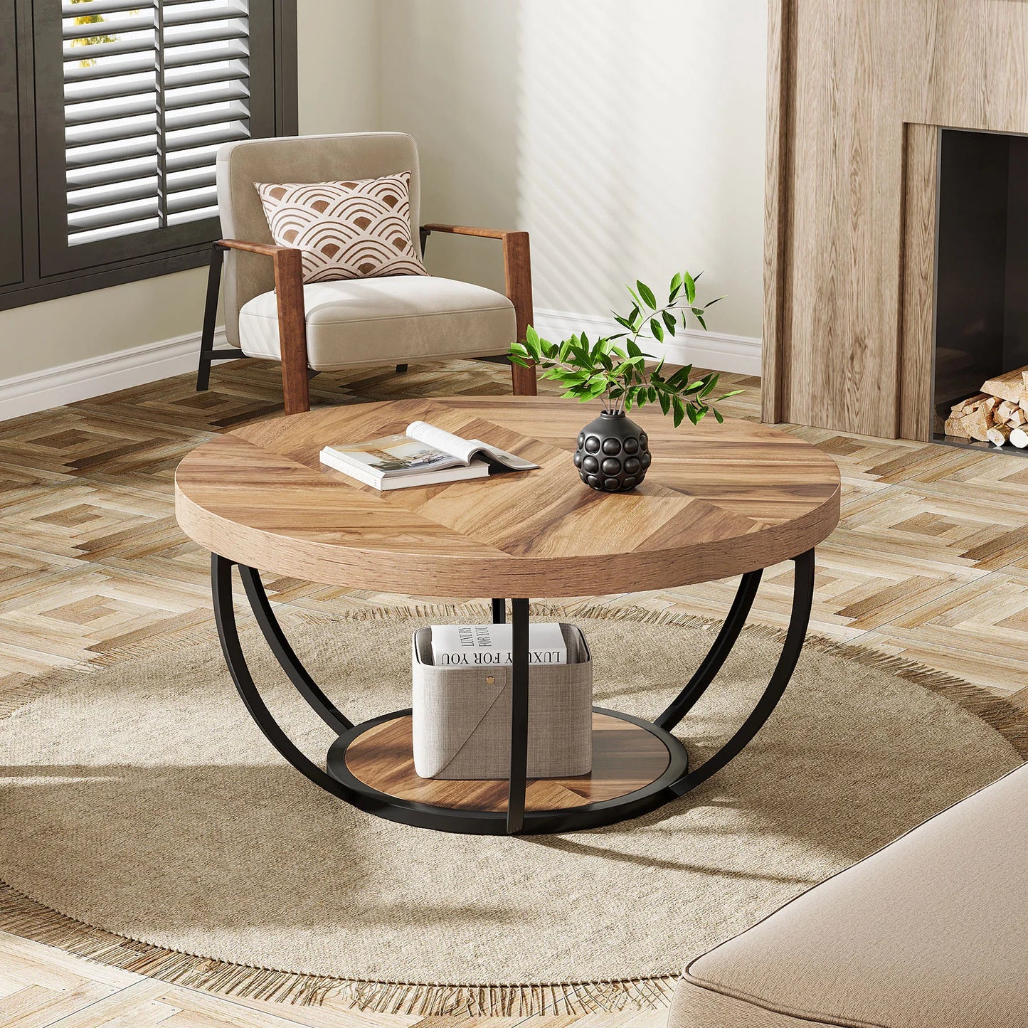 Forma 2-Tier Industrial Round Coffee Table