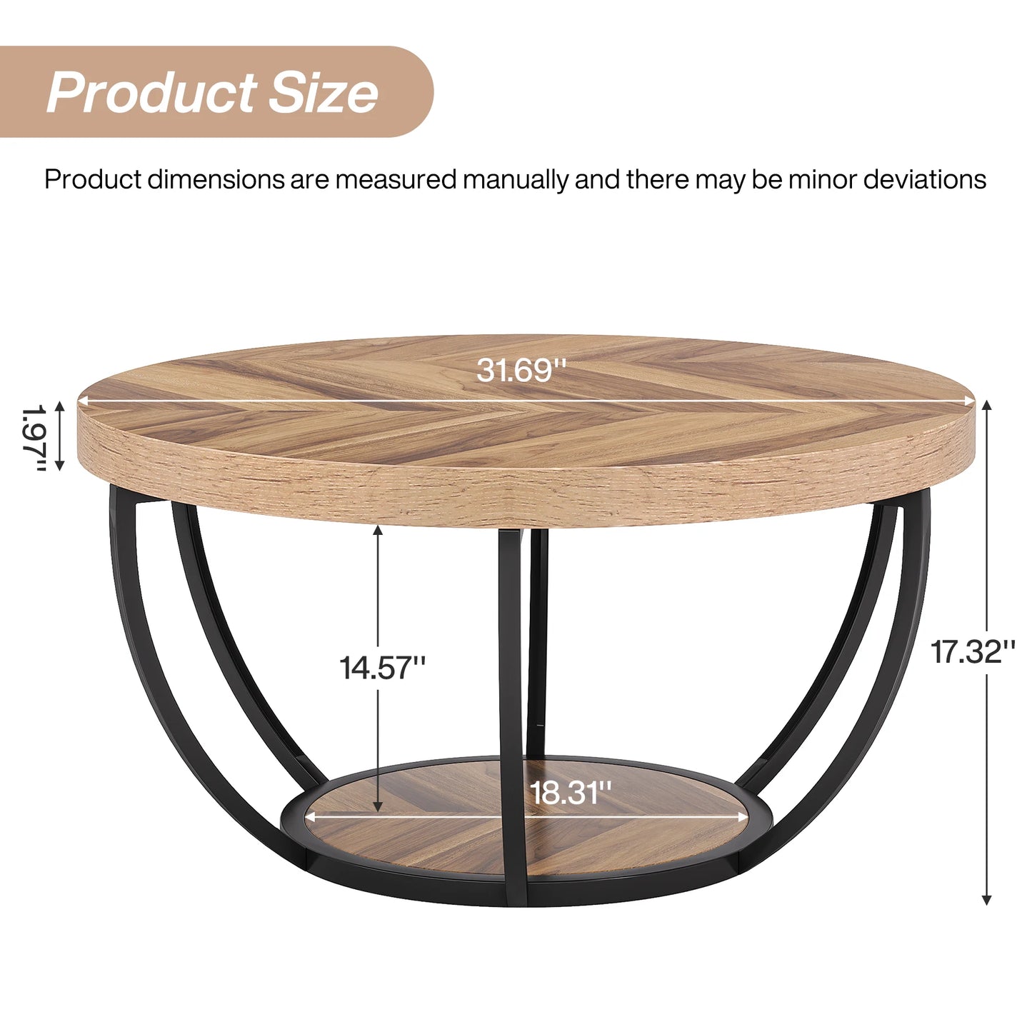 Forma 2-Tier Industrial Round Coffee Table