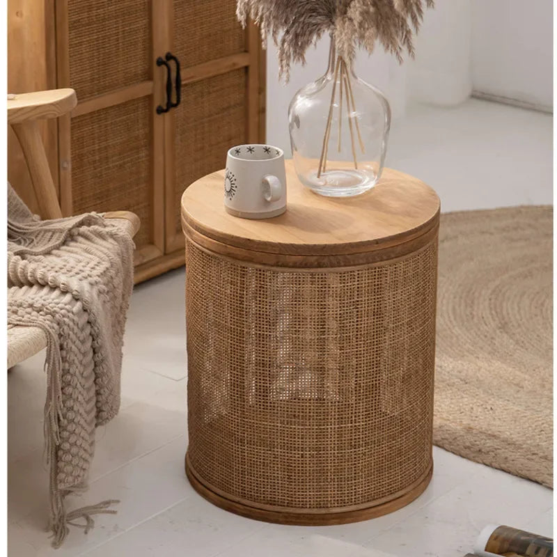 Japanese Round Rattan Coffee Table