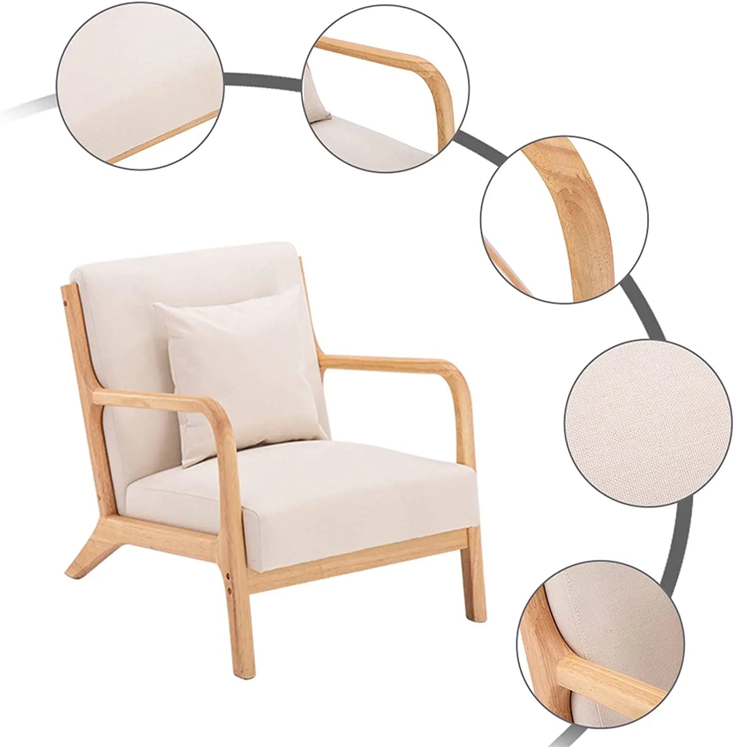 Retro Modern Lounge Chair with Waist Pillow