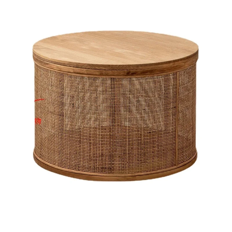 Japanese Round Rattan Coffee Table
