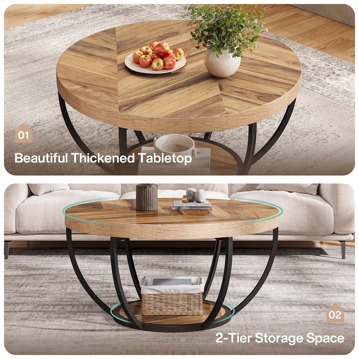 Forma 2-Tier Industrial Round Coffee Table
