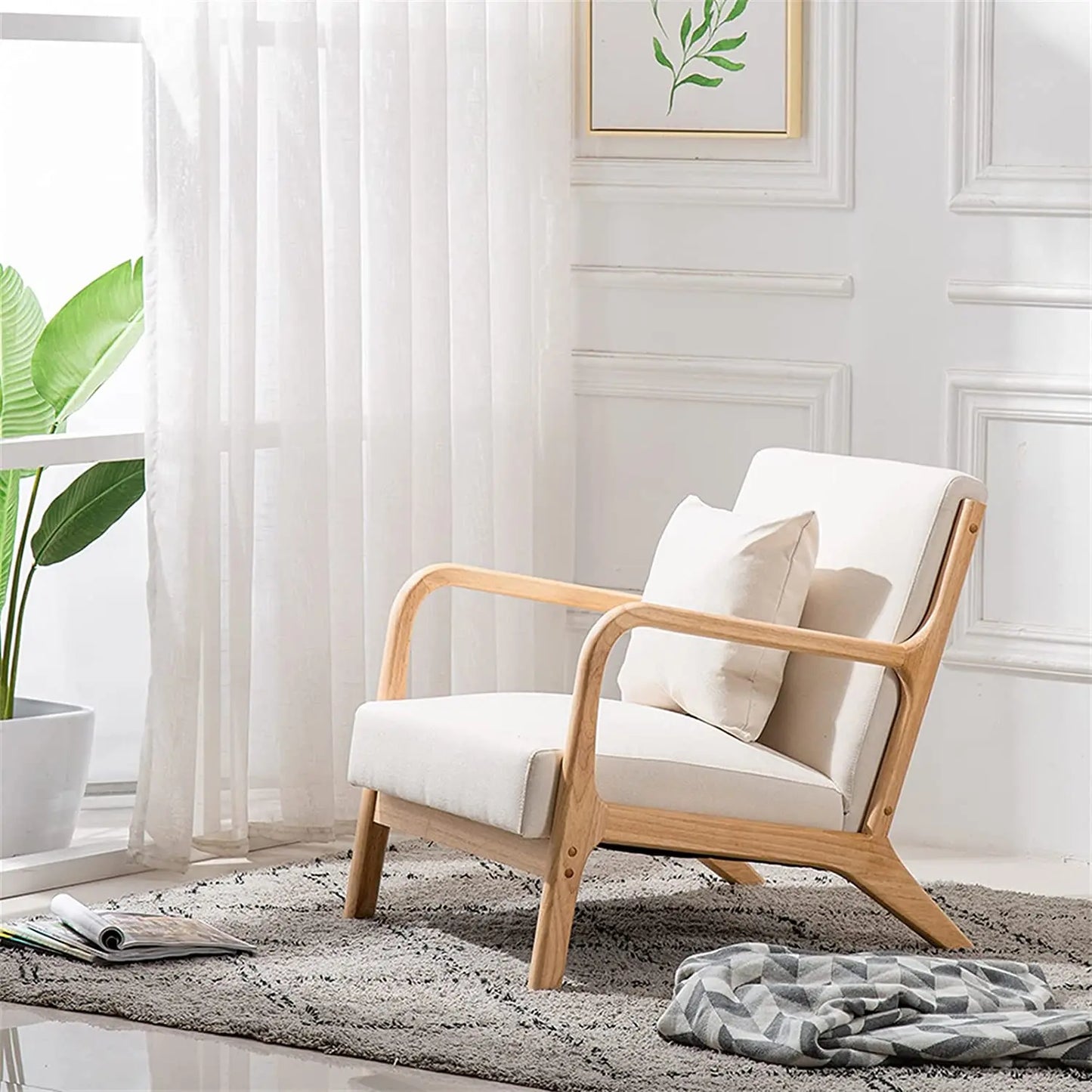 Retro Modern Lounge Chair with Waist Pillow
