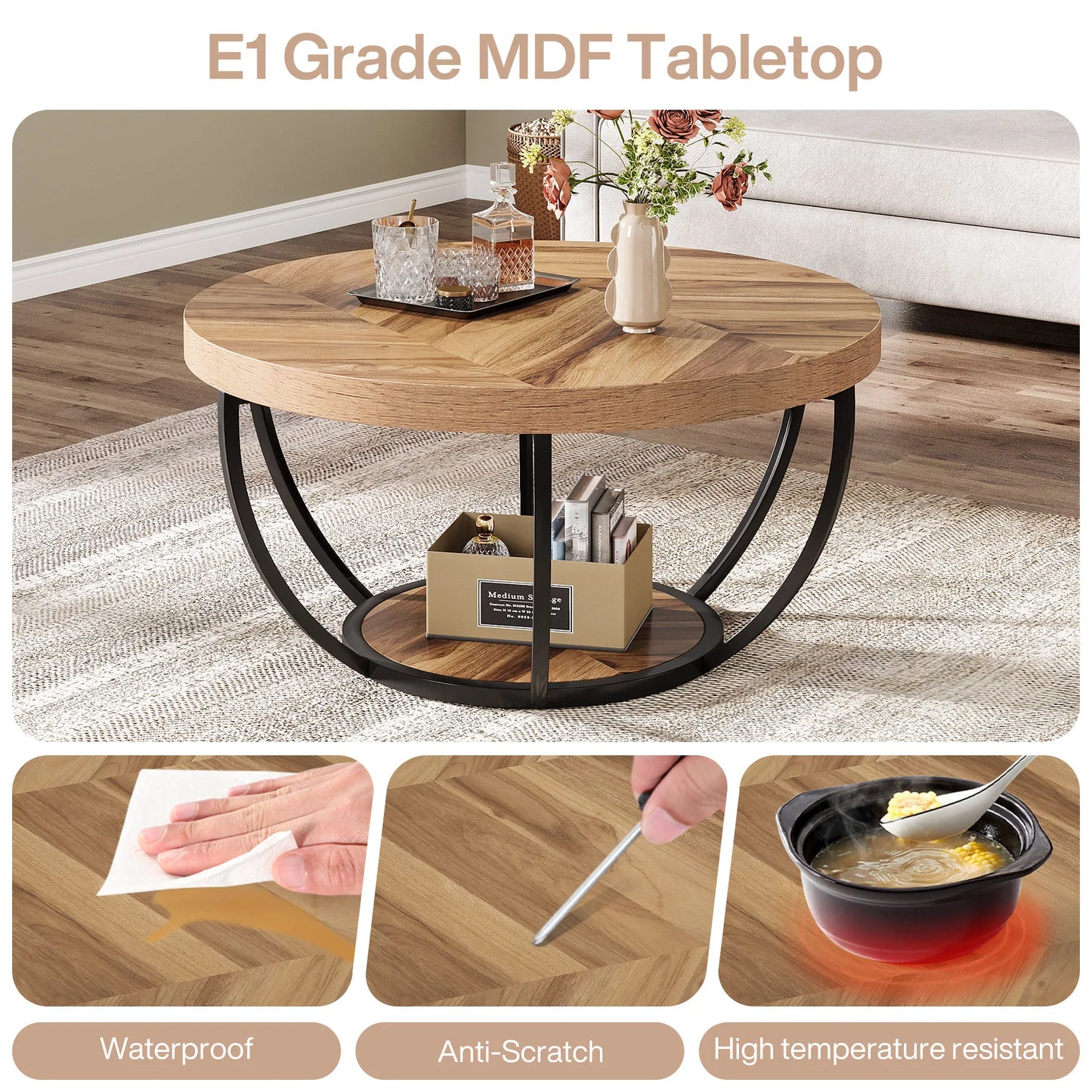 Forma 2-Tier Industrial Round Coffee Table