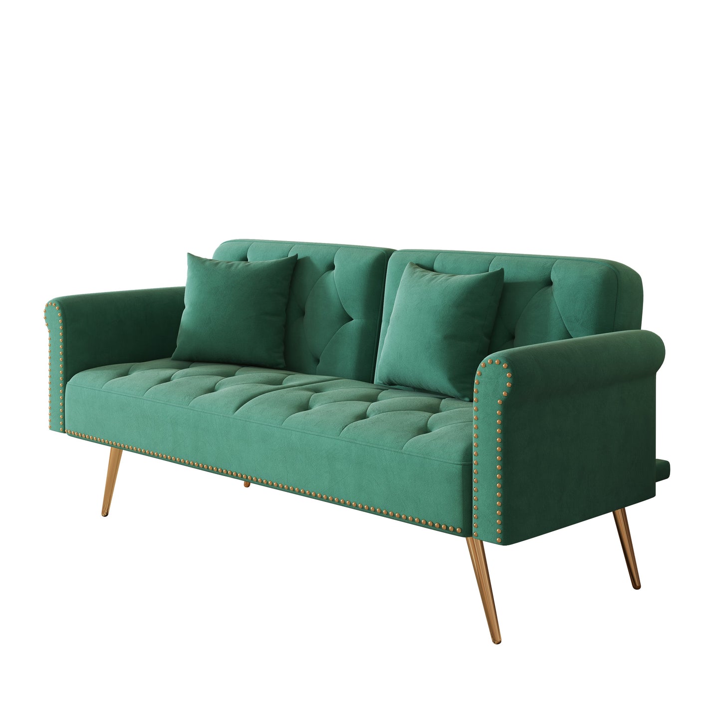 ZenithEdge Velvet Nail-Head Lounger
