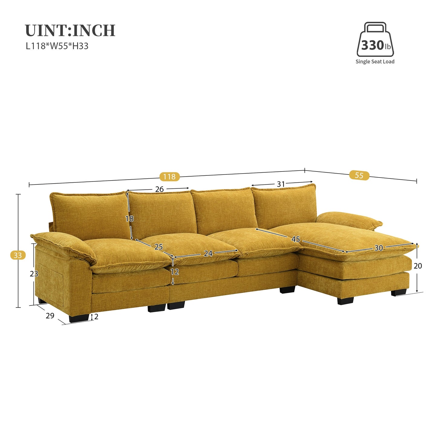 Tavaris Comfy Modern L-Shaped Sofa