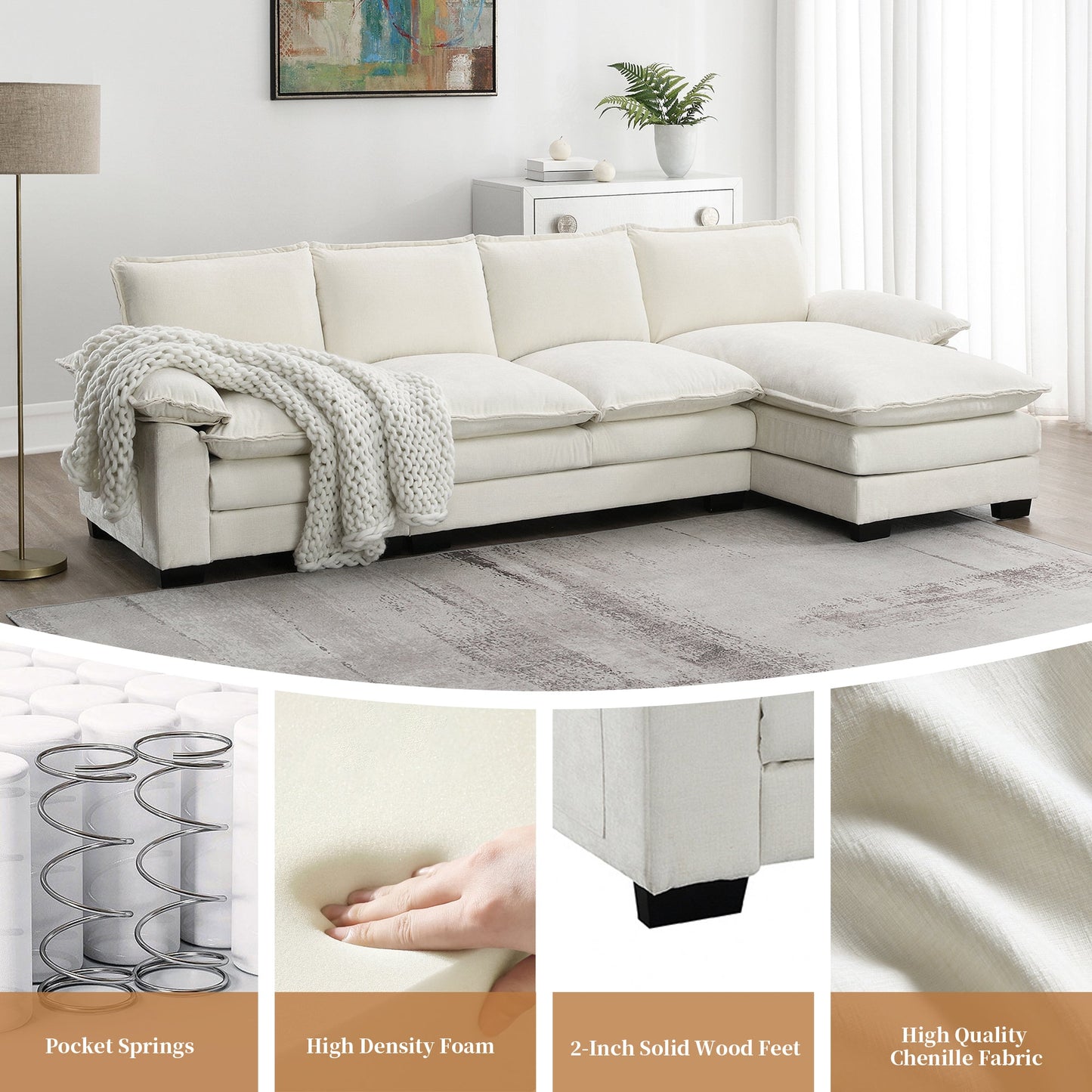 Tavaris Comfy Modern L-Shaped Sofa