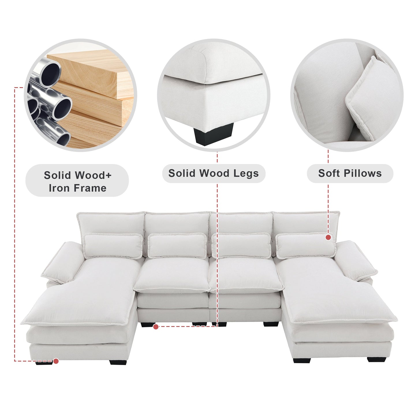Eryndale Modern Waist Pillow Sofa