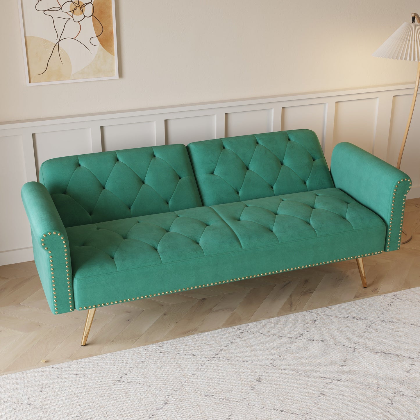 ZenithEdge Velvet Nail-Head Lounger
