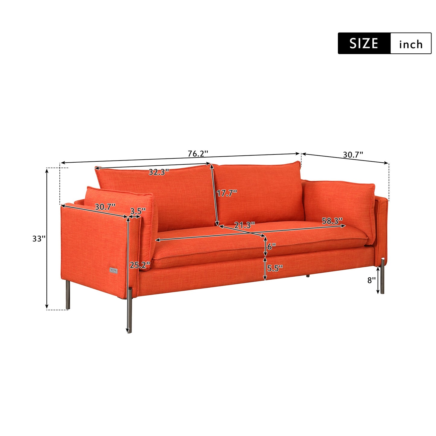 Valencia 3-Seat Linen Sofa